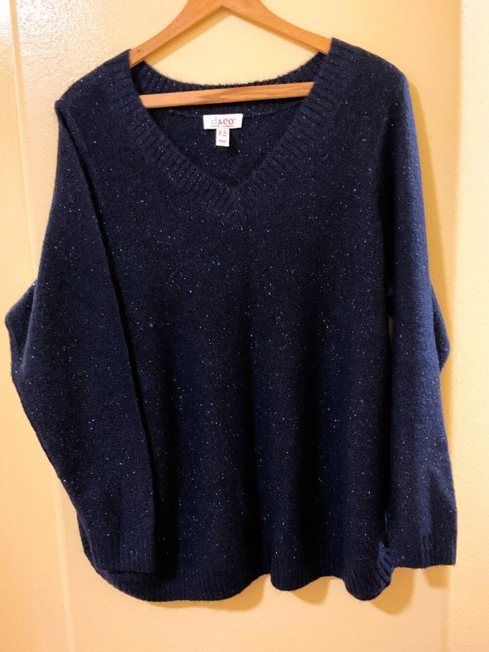 Denim & Company Navy Lurex Sweater with Sequins - QVC 1X